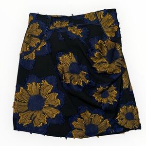 COTELAC x Raphaelle Cavalli Blue Gold Floral Embroidered Mini Skirt Designer 1 S